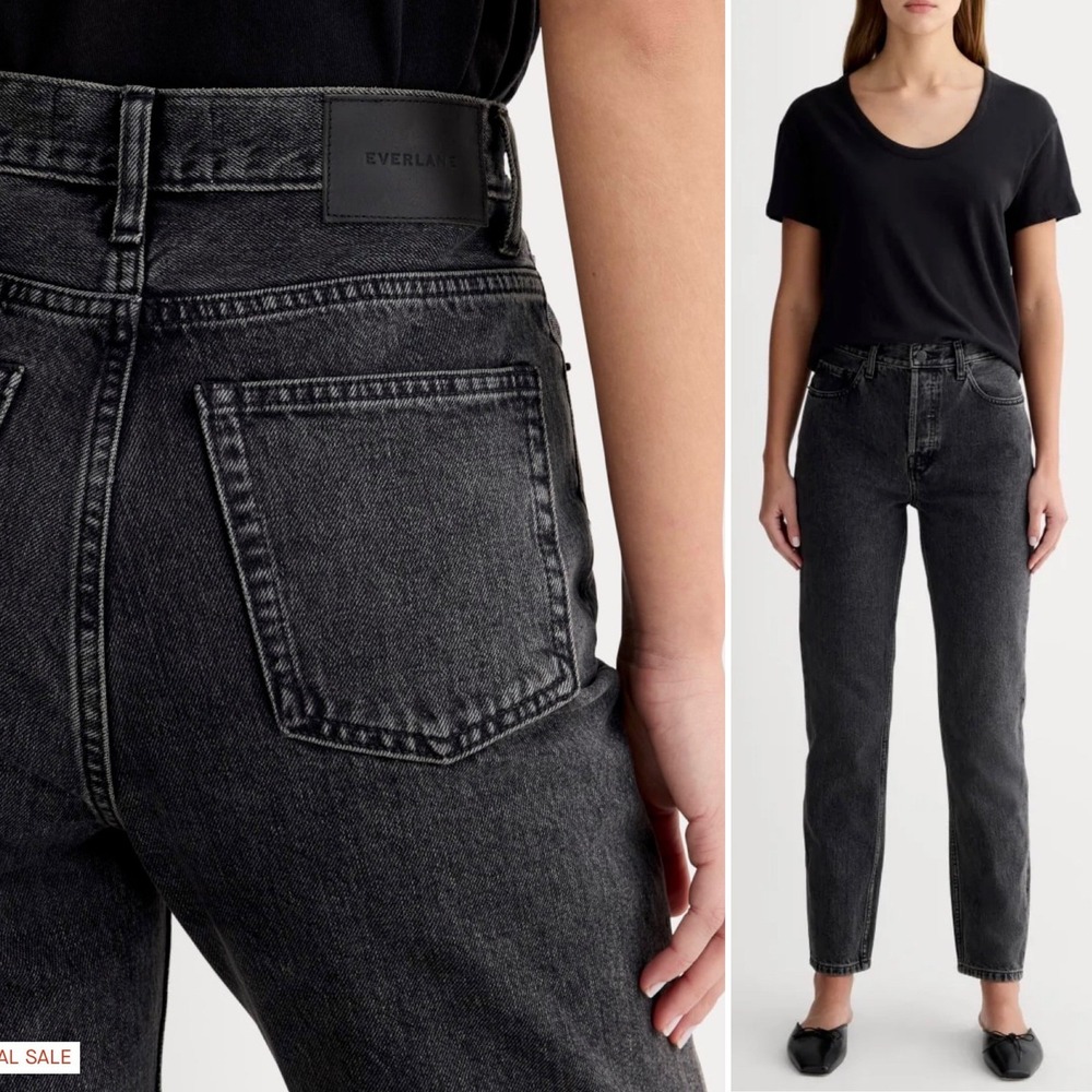 Everlane The 90s Cheeky Jean Washed Black Organic Cotton Straight Leg 27 Regular